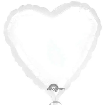 Anagram - 18" Metallic White Heart Mylar Balloon #337 Party Expo
