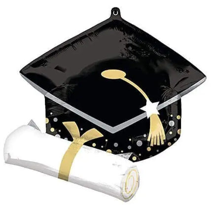 Anagram - 25" Black Grad Cap & White Diploma Mylar Balloon - G12 Party Expo