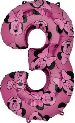 Anagram - 26" Minnie Mouse Forever Pink Number '3' Mylar Balloon Party Expo