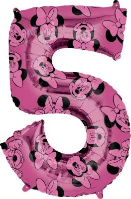 Anagram - 26" Minnie Mouse Forever Pink Number '5' Mylar Balloon Party Expo