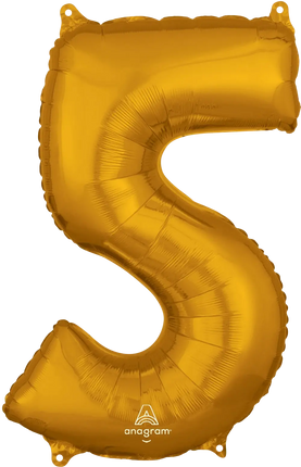 Anagram - 26" Number '5' Mylar Balloon - Gold Party Expo