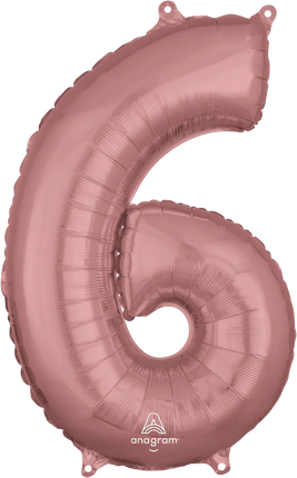 Anagram - 26" Number '6' Mylar Balloon - Rose Gold Party Expo
