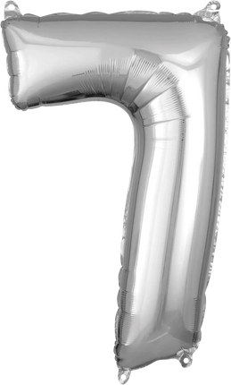 Anagram - 26" Number '7' Mylar Balloon - Silver Party Expo