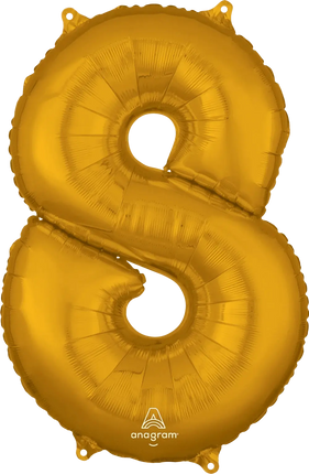 Anagram - 26" Number '8' Mylar Balloon - Gold Party Expo