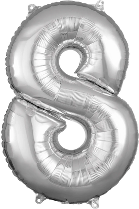 Anagram - 26" Number '8' Mylar Balloon - Silver Party Expo