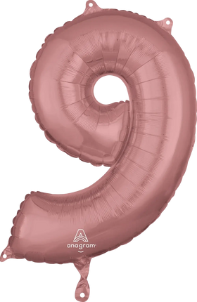 Anagram - 26" Number '9' Mylar Balloon - Rose Gold Party Expo