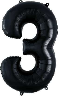 Anagram - 34" Number '3' Mylar Balloon - Black Party Expo