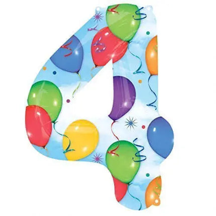 Anagram - 36" Number '4' Mylar Balloon - Multicolored Balloons & Streamers Party Expo