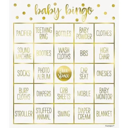 Baby Shower - Gold Bingo Kit - Party Expo