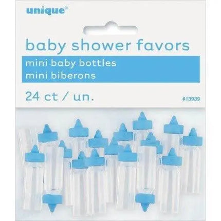 Baby Shower - Blue Mini Plastic Baby Bottle - Party Expo