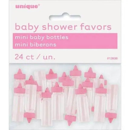 Baby Shower - Pink Mini Plastic Baby Bottle - Party Expo
