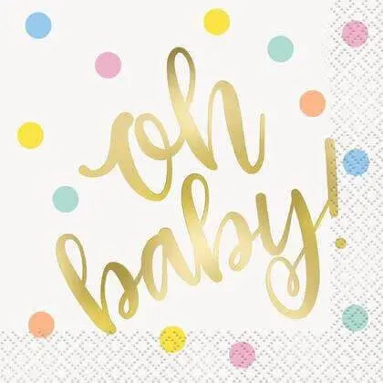 Oh Baby - Baby Shower Beverage Napkins (16ct) - Party Expo