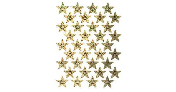 Back to School Glitter Smile Star Stickers for Kids - Gold (72ct) - Party Expo
