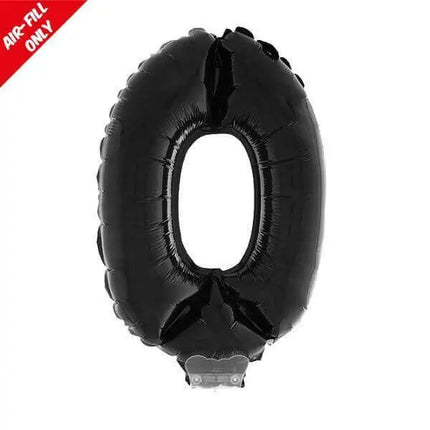 Balloon on Stick - 16" Black Number 0 Party Expo