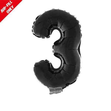 Balloon on Stick - 16" Black Number 3