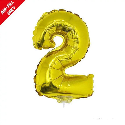 Balloon on Stick - 16" Gold Number 2 Party Expo