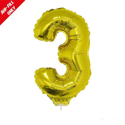 Balloon on Stick - 16" Gold Number 3 Party Expo