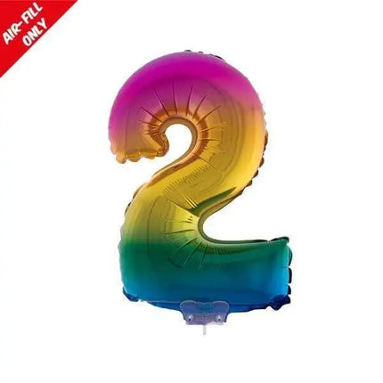 Balloon on Stick - 16" Rainbow Number 2 Party Expo