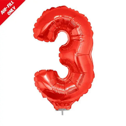 Balloon on Stick- 16" Red Number 3 Party Expo