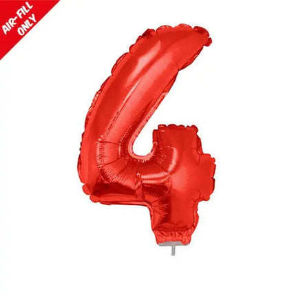 Balloon on Stick - 16" Red Number 4 Party Expo