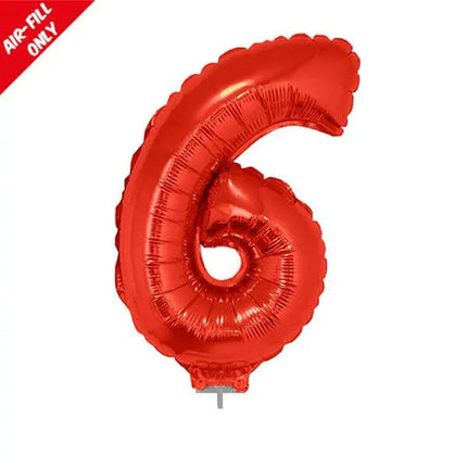 Balloon on Stick - 16" Red Number 6 Party Expo