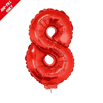 Balloon on Stick - 16" Red Number 8 Party Expo