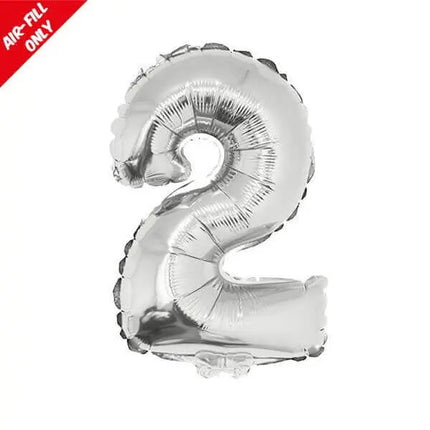 Balloon on Stick - 16" Silver Number 2 Party Expo
