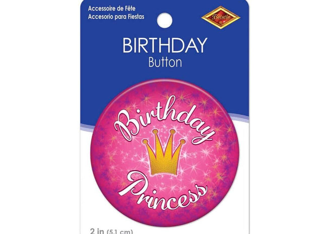 Birthday Princess Button - SKU:BT124 - UPC:022735001824 - Party Expo