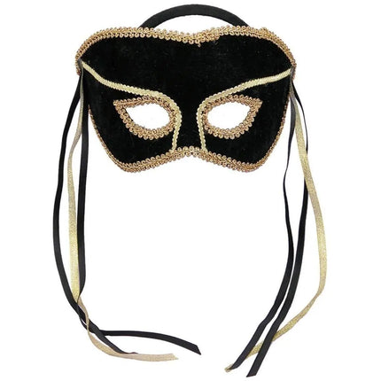 Black and Gold Masquerade Mask - Black - Party Expo