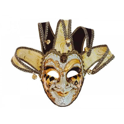 Black & Gold Venetian Jester Mask - Party Expo