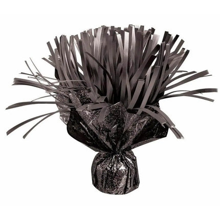 Black Holographic Pom Pom Balloon Weight Centerpiece - Party Expo