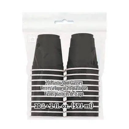 Black Plastic Shot Glasses 2oz. - 20 count - Party Expo