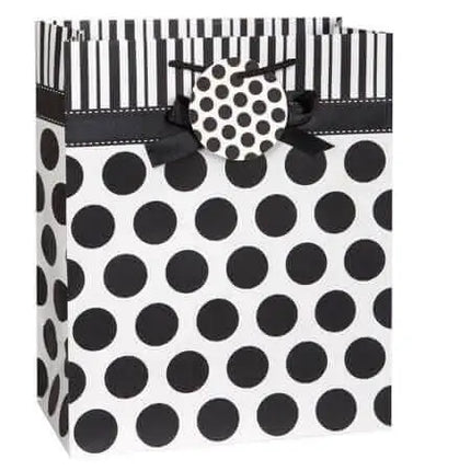 Black Polka Dot Bow Gift Bag - Party Expo