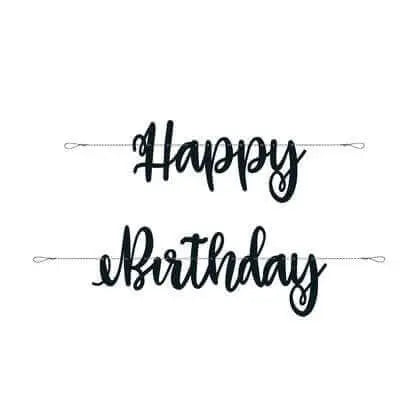Black Script 7" Happy Birthday Banner Party Expo