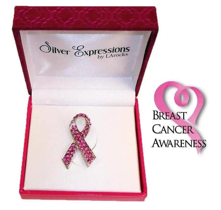 Breast Cancer Awareness Stone Ribbon Pin (1ct) - Party Expo