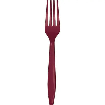 Burgundy Plastic Forks - Party Expo