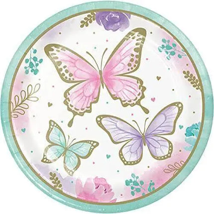 Butterfly Shimmer - 9oz Paper Plates (8ct) - Party Expo