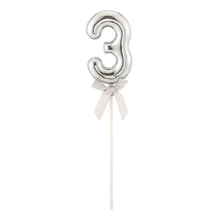 Cake Topper Number '3' - Silver - Party Expo