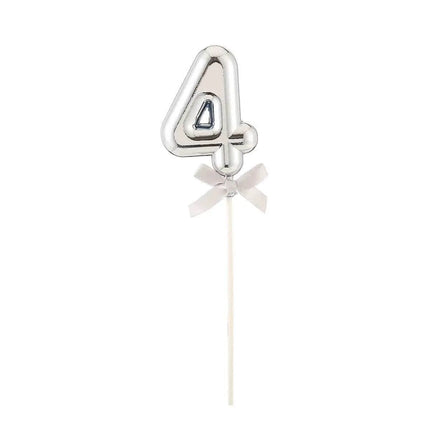 Cake Topper Number '4' - Silver - Party Expo