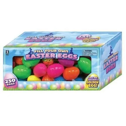 Colorful Plastic Fillable Easter Eggs Box (250ct) - Party Expo