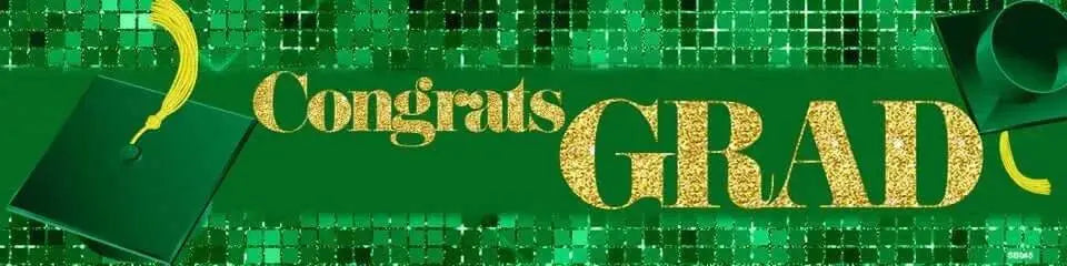 Congrats GRAD Green Banner #47 - (4'x1') - Party Expo