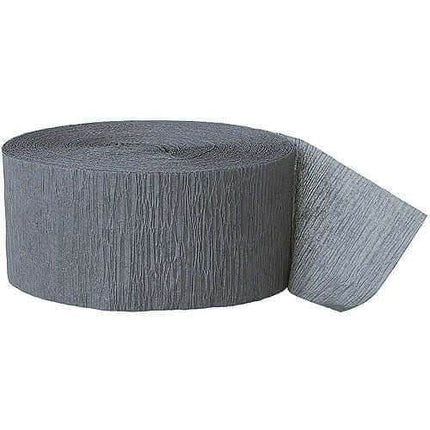 Crepe Streamer Grey 81ft. - Party Expo