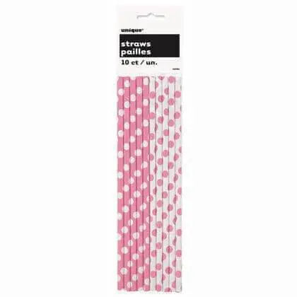 Decorative Dots Straws - Hot Pink (10ct) - Party Expo
