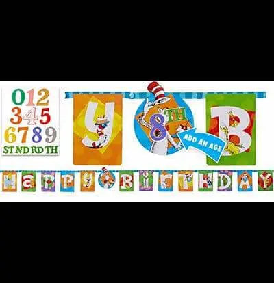 Dr. Seuss Polka Dots Jumbo Letter Banner Kit - Party Expo
