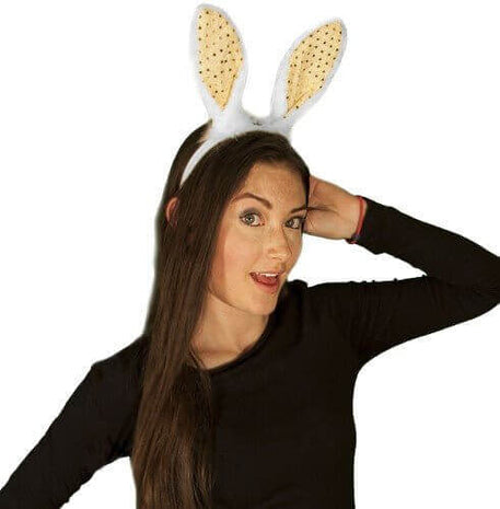 Easter Bunny Ears with Sequins Headband - White - SKU: - UPC:099996026408 - Party Expo