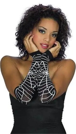 Fingerless Gloves Spiderweb - Party Expo