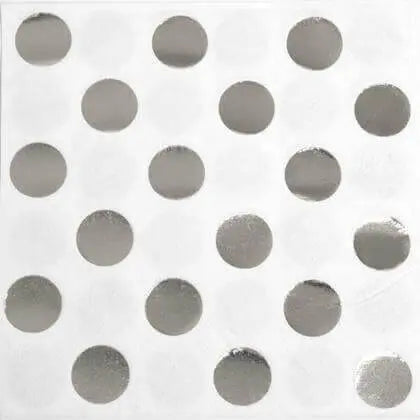 Silver Polka Dot Paper Beverage Napkins (16ct) - Party Expo