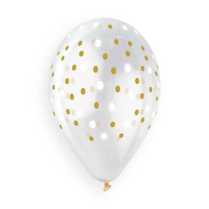 Gemar - 13' Golden Dots Crystal Latex Balloons #1037 (50pcs) - Party Expo
