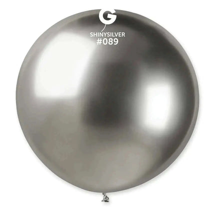 Gemar - 31" Shiny Silver Latex Balloons #089 (1pc) Party Expo