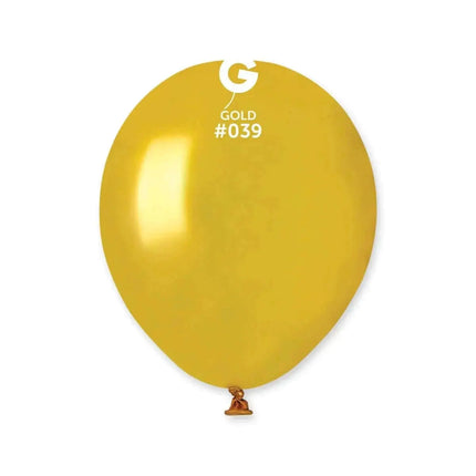 Gemar - 5" Metallic Gold Latex Balloons #039 (100pcs) Party Expo